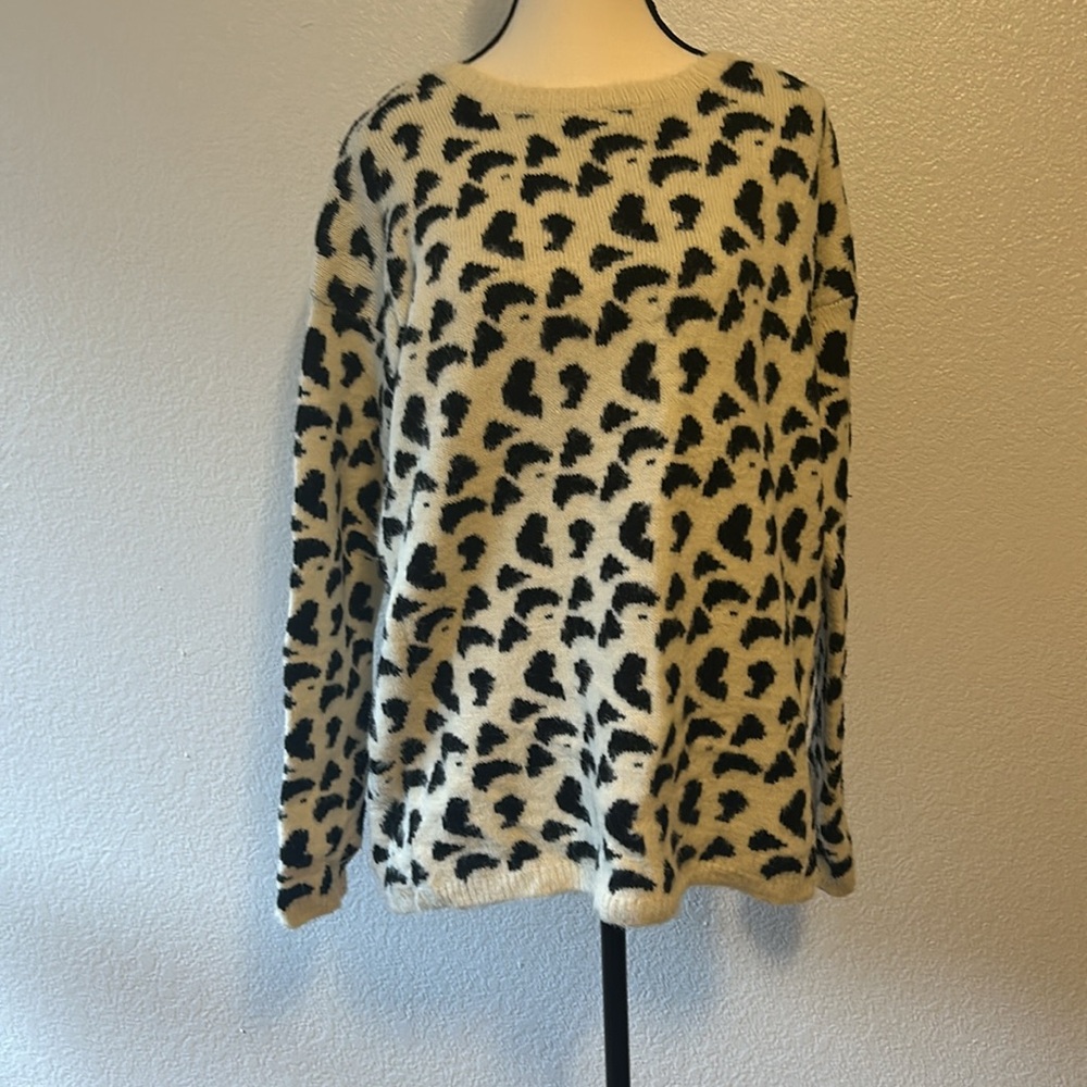 Women’s Cream & Black Leopard Sweater